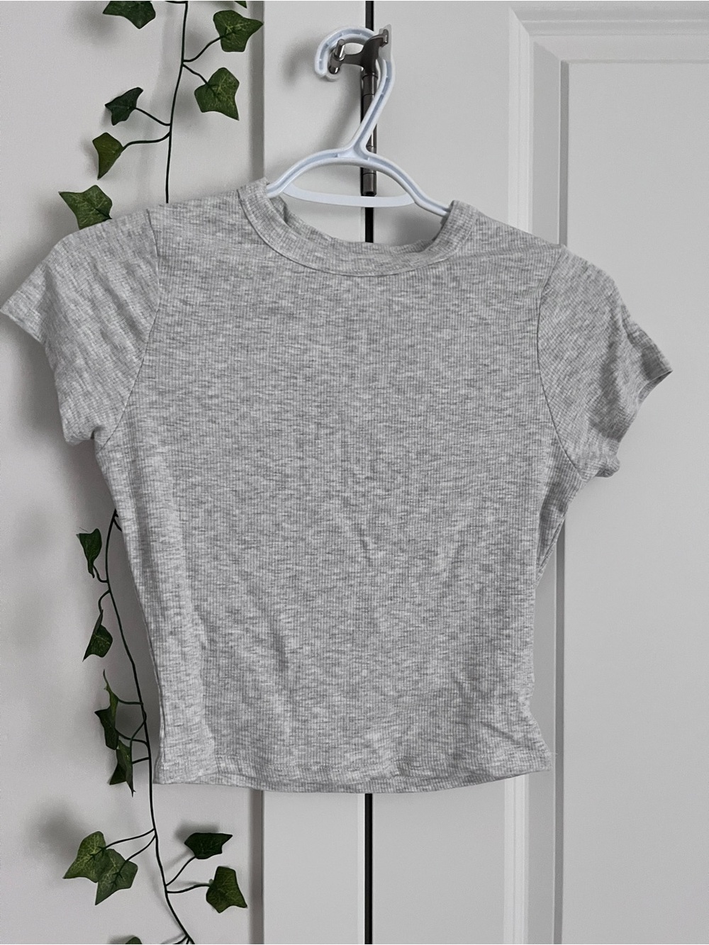 Urban Planet Ribbed Short Sleeve Tee - Light Gray